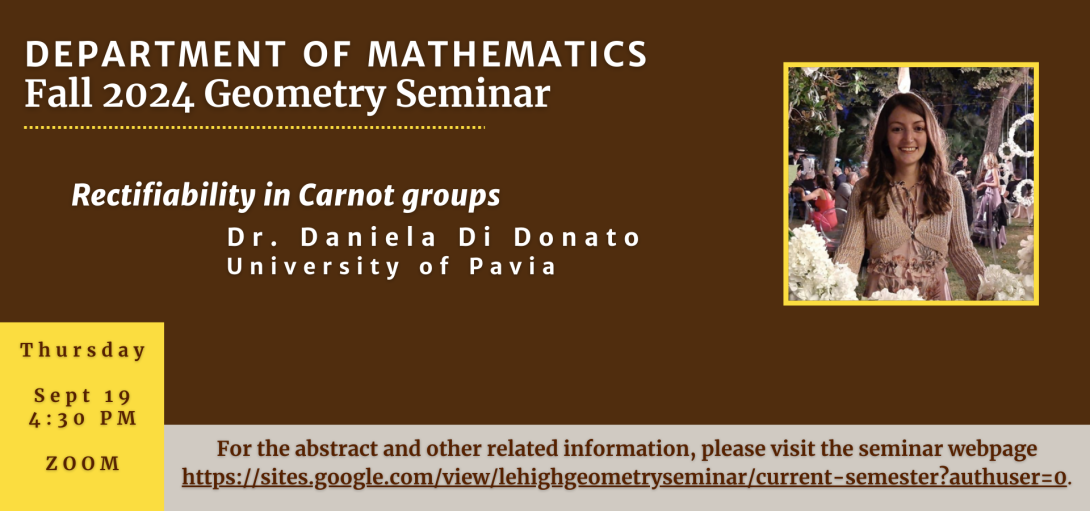 Geometry Seminar - Daniela Di Donato