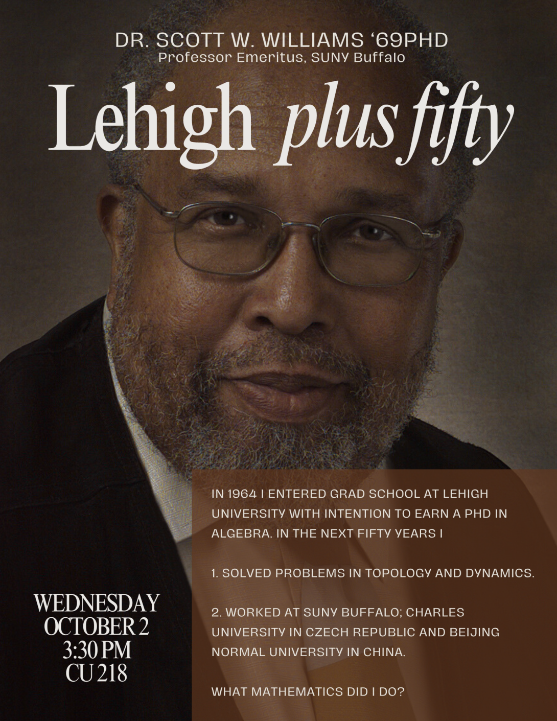 Colloquium - Dr. Scott W. Williams '69PhD - Lehigh Plus Fifty