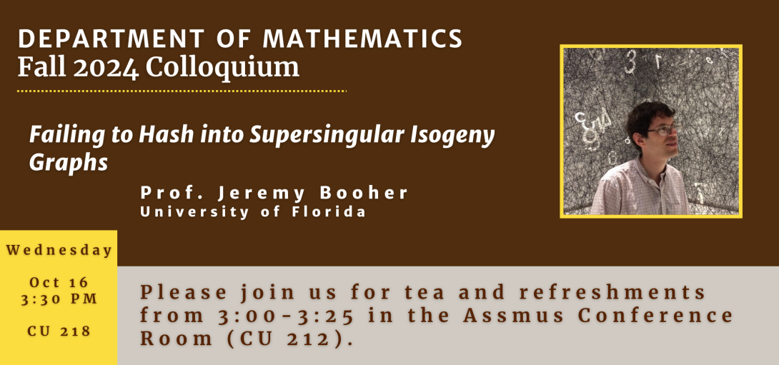 Department of Mathematics Colloquium - Jeremy Booher