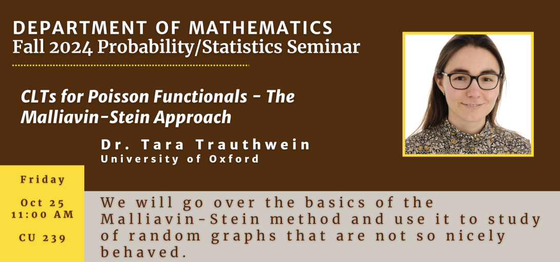 Department of Mathematics Probability/Statistics Seminar - Tara Trauthwein