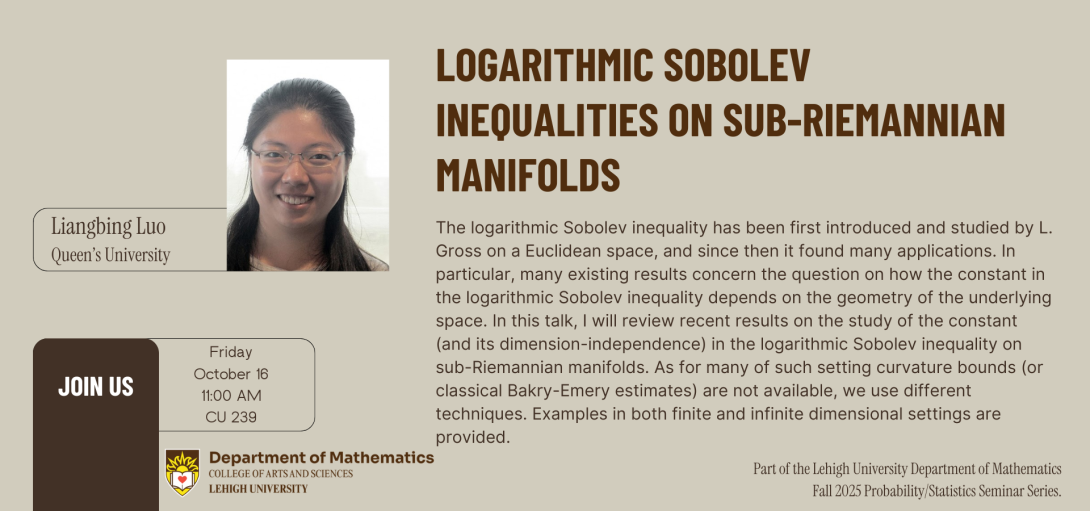 Fall 2025 Probability/Statistics Seminar - Liangbing Luo
