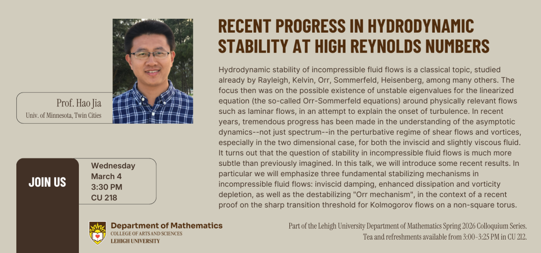 Spring 2026 Colloquium Series - Hao Jia
