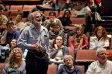 Lehigh University Math - Man addressing the speaker at the 2011 Pitcher Lecture
