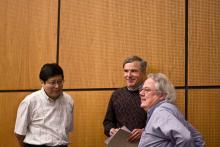Lehigh University Math - Three men talking at the 2010 Pitcher Lecture